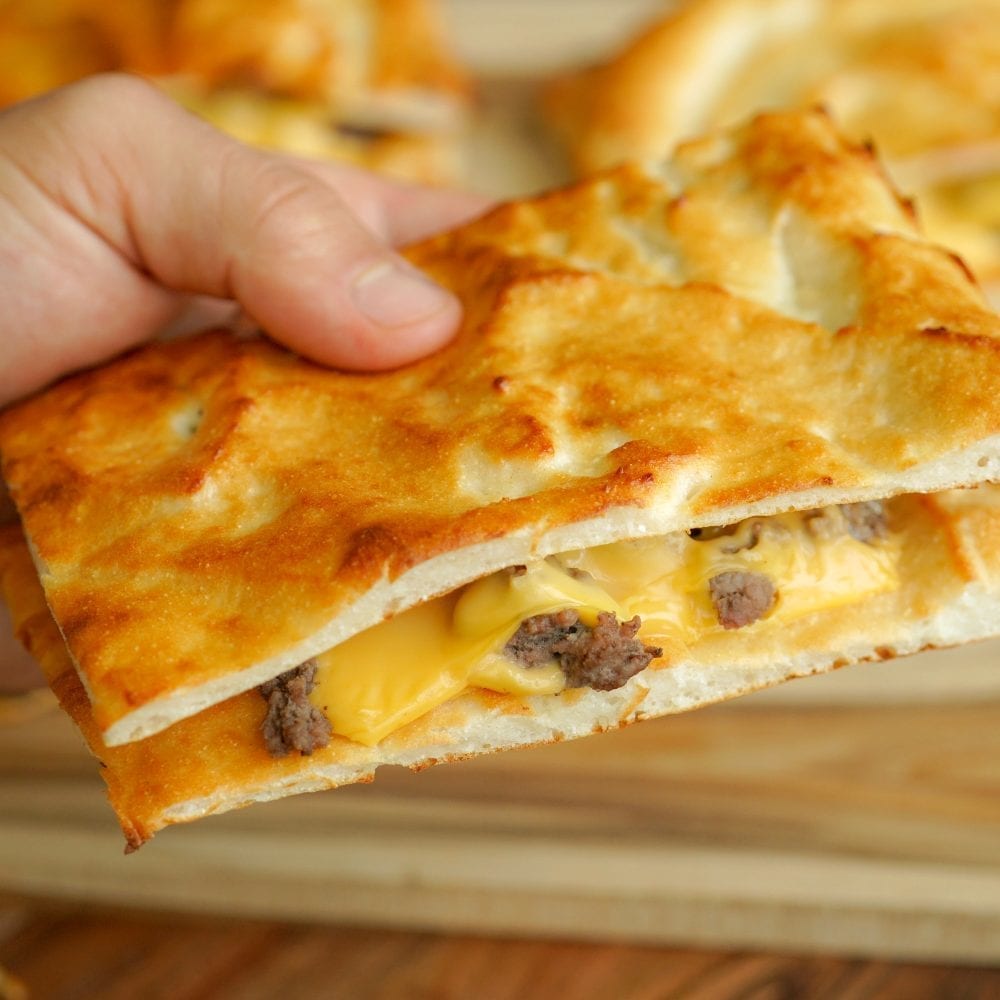 Cheeseburger Grilled Cheese with Homemade Flatbread