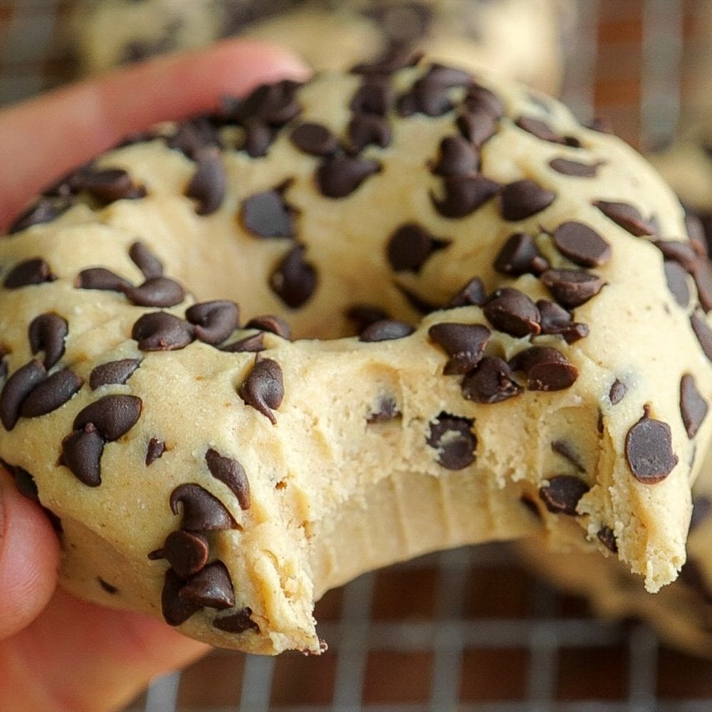 No Bake Chocolate Chip Protein Cookie Butter Donut
